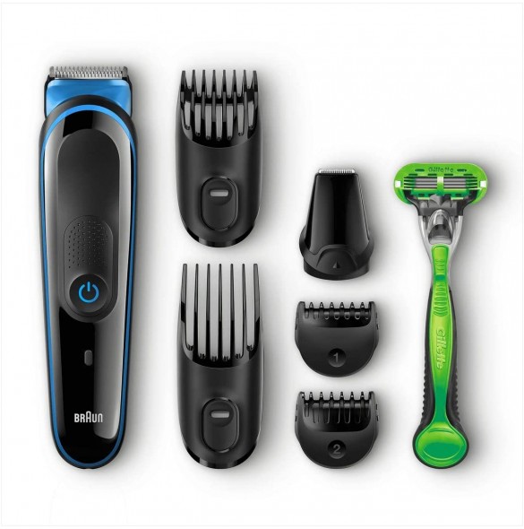 Braun MGK3042 7 in 1 skägg / hår trimmer Svart / Blå
