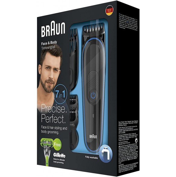 Braun MGK3042 7 in 1 skägg / hår trimmer Svart / Blå