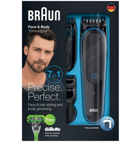 Braun MGK3042 7 in 1 skägg / hår trimmer Svart / Blå