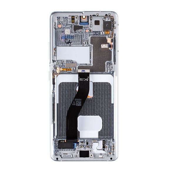 LCD-skärm + Touch Unit + Front skal Samsung Galaxy S21 Ultra - fantomsilver (Service Pack)