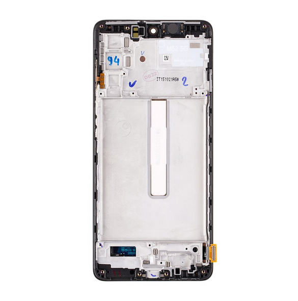LCD-skärm + Touch Unit + Front Cover Samsung Galaxy M52 5G - Svart (Service Pack)