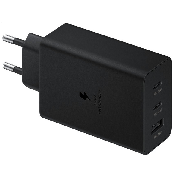 - total effekt 65 W
- 1 × USB-C (max. 65 W), 1 × USB-C (max. 25 W) och 1 × USB-A (max. 15 W) utgångar