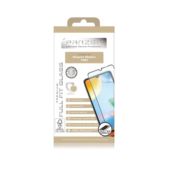 Panzer Xiaomi Redmi 10C Full-Fit - Svart