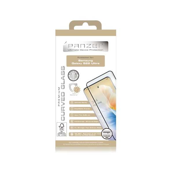 Panzer Samsung Galaxy S22 Ultra Curved Glass - Svart