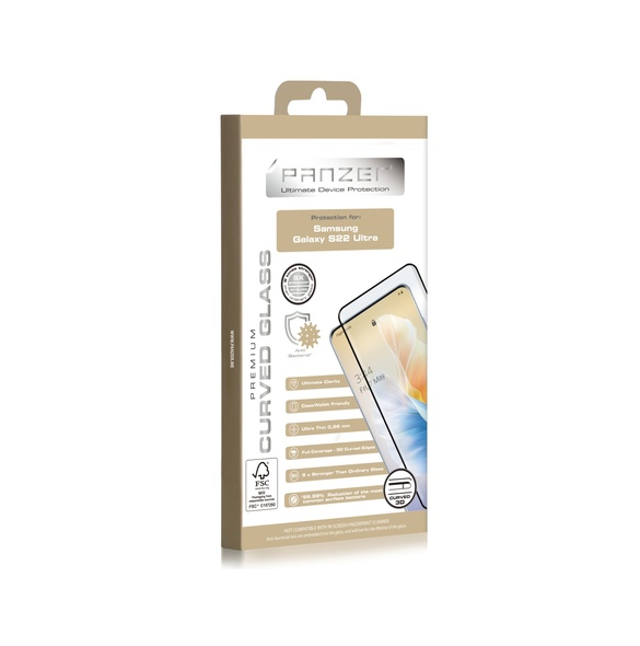 Panzer Samsung Galaxy S22 Ultra Curved Glass - Svart
