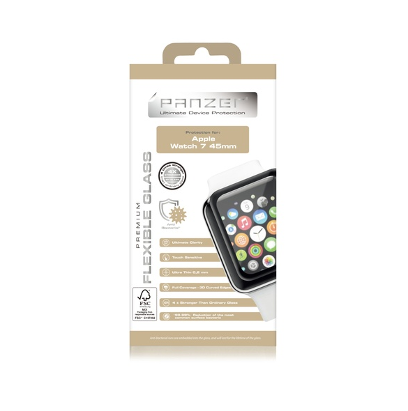 Panzer Apple Watch 7 45mm Flexibelt glas - Svart
