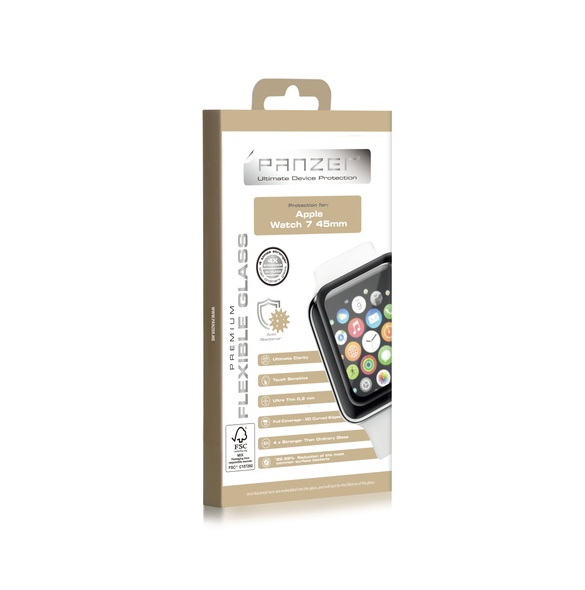 Panzer Apple Watch 7 45mm Flexibelt glas - Svart