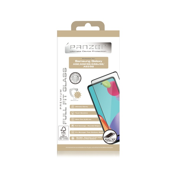 Panzer Samsung Galaxy A52/A52s/A53 5G, Full-fit glas - Svart