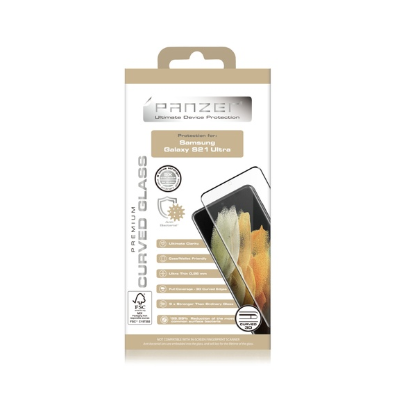 Panzer Samsung Galaxy S21 Ultra Curved Glass - Svart