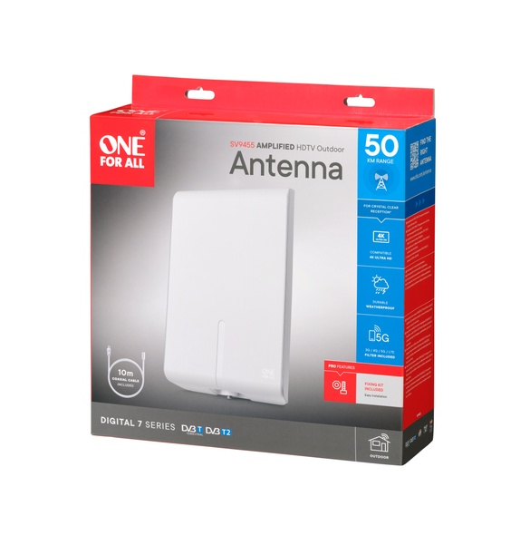 One For All SV 9455 Ant utomhus 4K UHD UHF/VHF aktiv 52db 5G