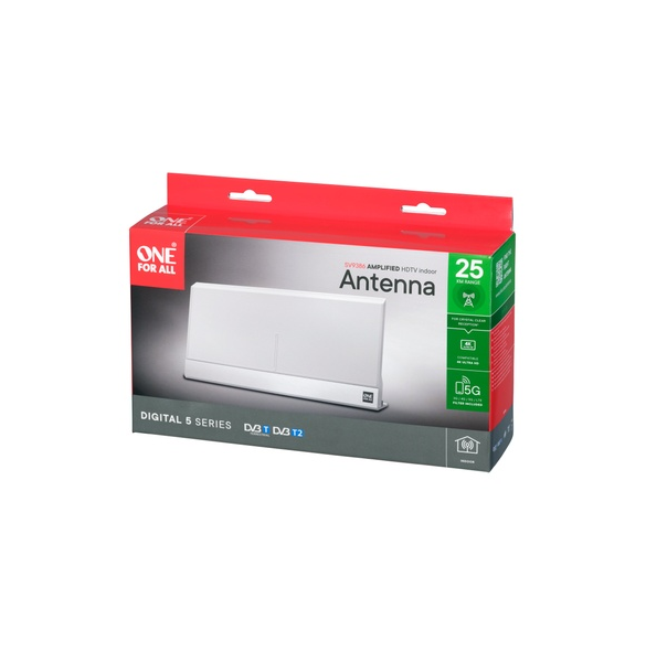 One For All SV 9386 Ant inomhus HD UHF/VHF aktiv 47db 5G - Vit