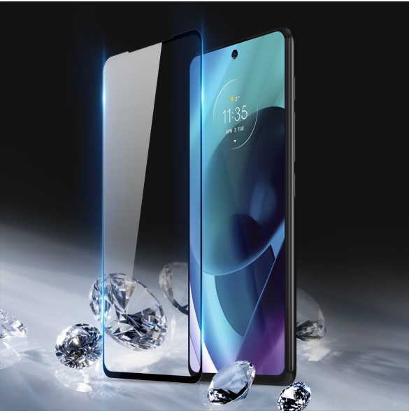 Dux Ducis 9D härdat glas helskärm 9H helskärmshärdat glas med ram för Motorola Moto G71 5G - Svart (väskvänlig)
