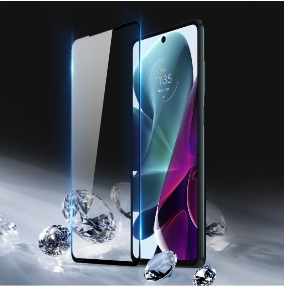 Dux Ducis 9D härdat glas helskärm 9H helskärmshärdat glas med ram för Motorola Moto G200 5G / Edge S30 - Svart (väskvänlig)