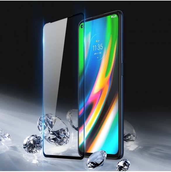 Dux Ducis 9D Tough Screen Protector i härdat glas täckt med ram för Motorola Moto G9 Power - Svart (välvänlig)