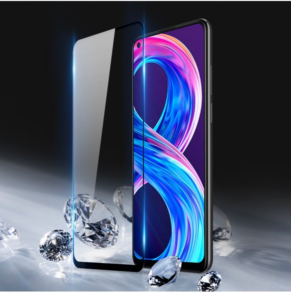 Dux Ducis 10D Tough Screen Protector i härdat glas täckt med ram för Realme 8 Pro / Realme 8 - Svart (väskvänlig)