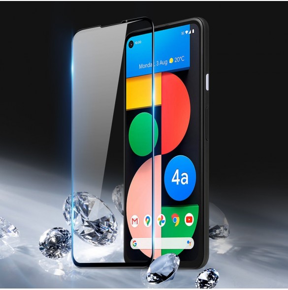 Dux Ducis 10D Tough Screen Protector i härdat glas täckt med ram för Google Pixel 4A - Svart (vänlig med fodral)