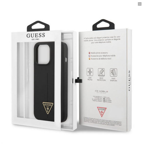 Guess Silicone Line Triangle Case for iPhone 13 Pro - Svart GUHCP13LSLTGK