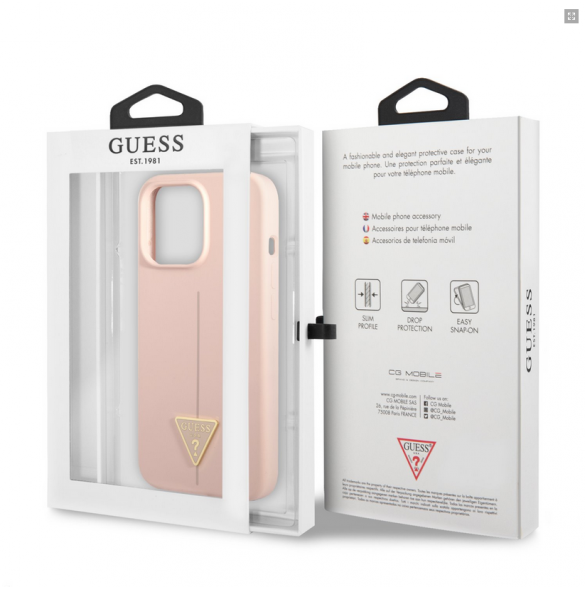 Guess Silicone Line Triangle Case for iPhone 13 Pro - Rosa GUHCP13LSLTGP