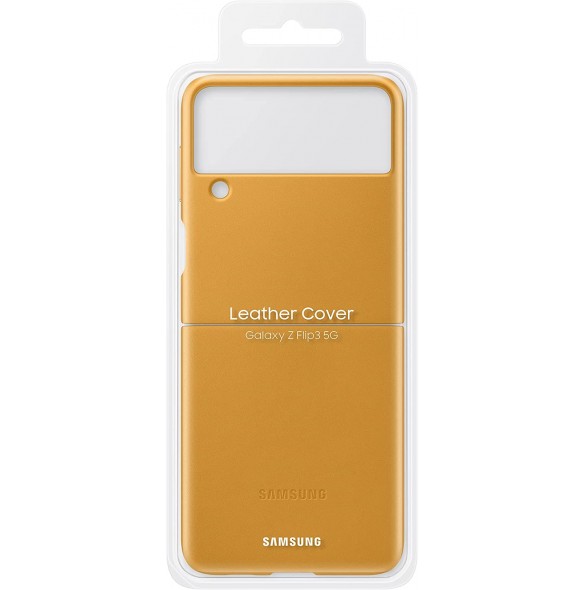 Samsung Leather Cover-fodral till Samsung Galaxy Z Flip 3 - Guld (EF-VF711LYE)