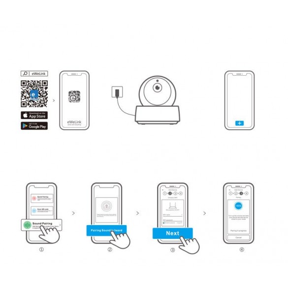 Sonoff GK-200MP2-B Wi-Fi Wireless IP Security Camera (340° pan x 120° tilt) Full HD 1080P