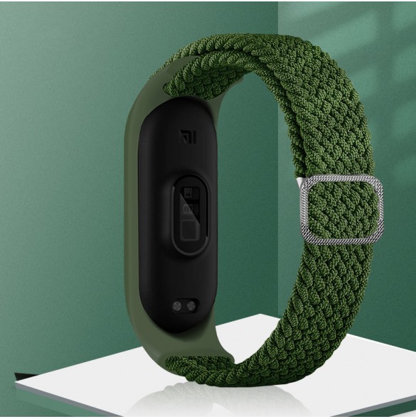 Strap Fabric Band For Xiaomi Mi Band 6/5/4/3 Braided Fabric Strap Bracelet - Svart