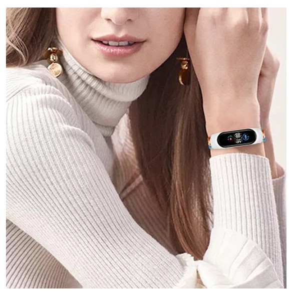 Strap Fabric Band For Xiaomi Mi Band 6/5/4/3 Braided Fabric Strap Bracelet - Svart