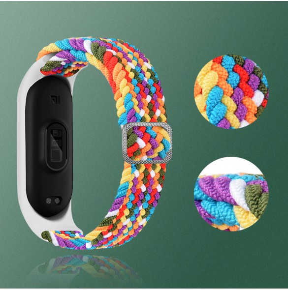 Strap Fabric Band For Xiaomi Mi Band 6/5/4/3 Braided Fabric Strap Bracelet - Svart