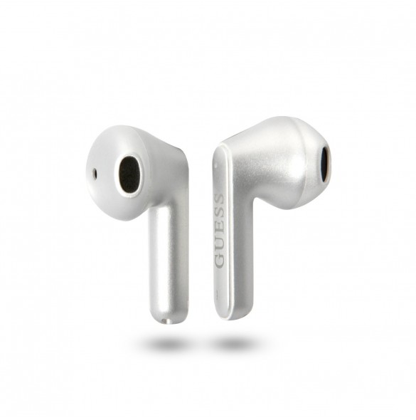 Guess True Wireless Triangle Logo BT5.2 4H Stereo Earphones Glossy Silver