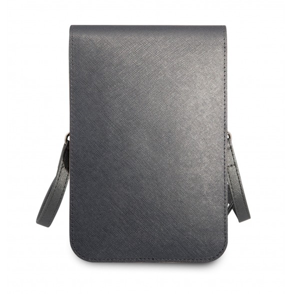 Guess PU Saffiano Triangle Logo Phone Bag Grey