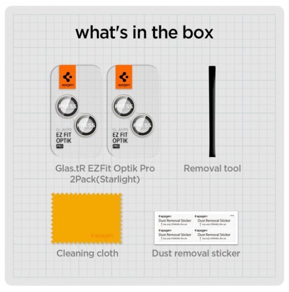 Spigen OPTIK.TR ”EZ FIT” CAMERA PROTECTOR 2-PACK IPHONE 14 / 14 PLUS STARLIGHT