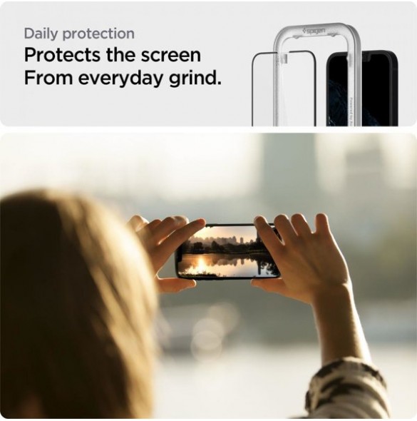 TEMPERED GLASS Spigen ALM GLASS FC 2-PACK IPHONE 13/13 PRO / 14 BLACK