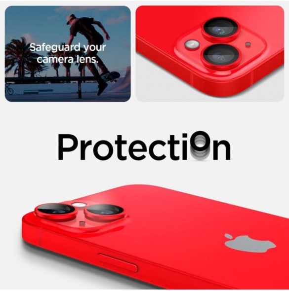 Spigen OPTIK.TR ”EZ FIT” CAMERA PROTECTOR 2-PACK IPHONE 14 / 14 PLUS RED