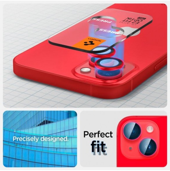 Spigen OPTIK.TR ”EZ FIT” CAMERA PROTECTOR 2-PACK IPHONE 14 / 14 PLUS RED