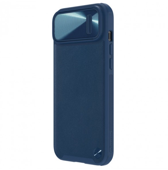 Nillkin CamShield Leather S Case iPhone 14 cover with camera cover blue