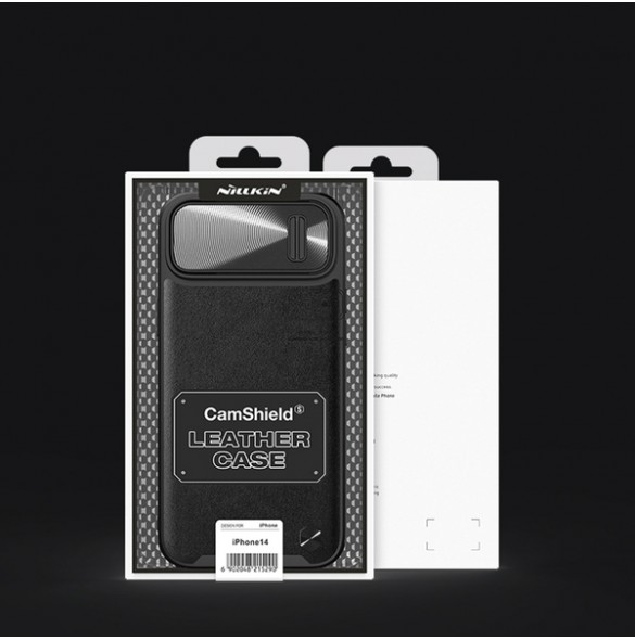 Nillkin CamShield Leather S Case iPhone 14 cover with camera cover blue
