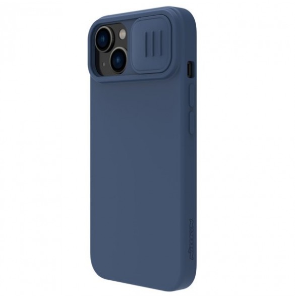 Nillkin CamShield Magnetic Silicone Case for iPhone 14 magnetic MagSafe cover with camera cover blue