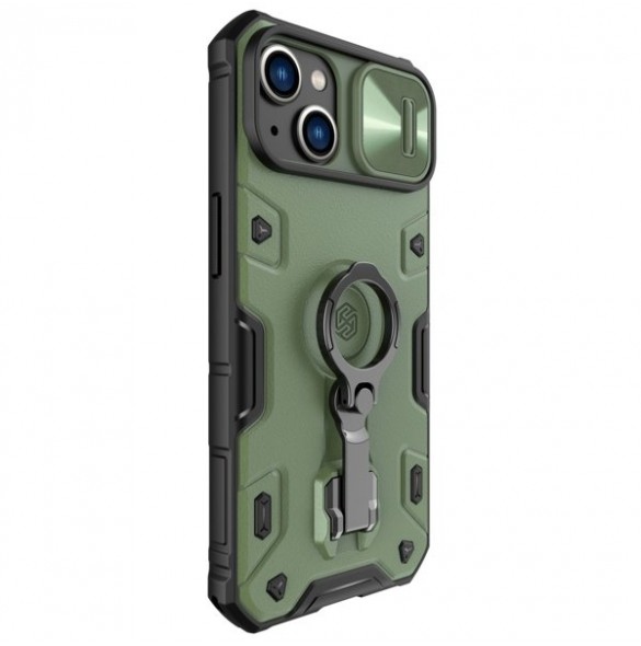 Nillkin CamShield Armor Pro Magnetic Case iPhone 14 Magnetic MagSafe Cover with Camera Cover Dark Green