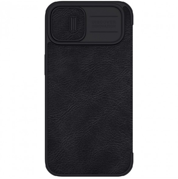 Nillkin Qin Leather Pro Case Cover iPhone 14 Camera Protector Holster Cover Flip Case Black