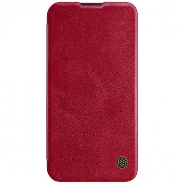 Nillkin Qin Leather Pro Case Cover iPhone 14 Camera Protector Holster Cover Flip Case Red