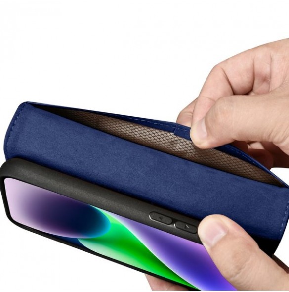 iCarer Wallet Case 2in1 Case iPhone 14 Anti-RFID Leather Flip Case Blue