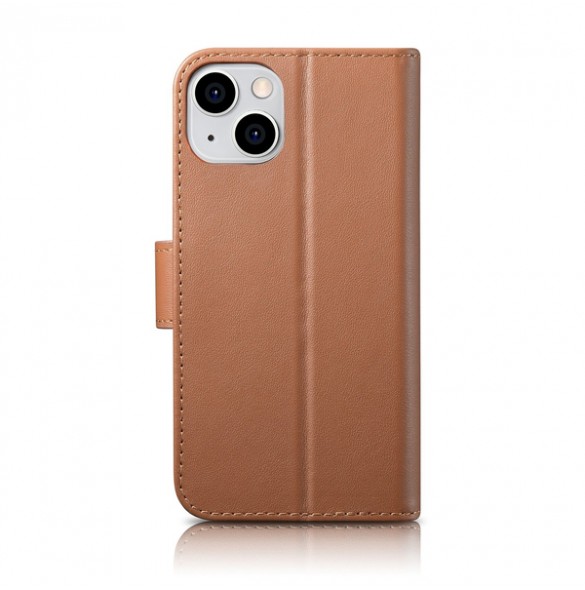 iCarer Wallet Case 2in1 case iPhone 14 leather cover with flap Anti-RFID brown