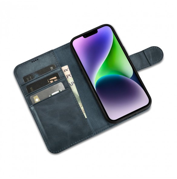 copy of iCarer Oil Wax Wallet Case 2in1 Case iPhone 14 Leather Flip Cover Anti-RFID Brown