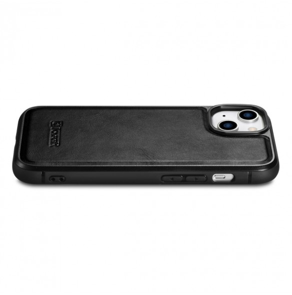 iCarer Leather Oil Wax Genuine Leather Case for iPhone 14 (MagSafe Compatible) Black