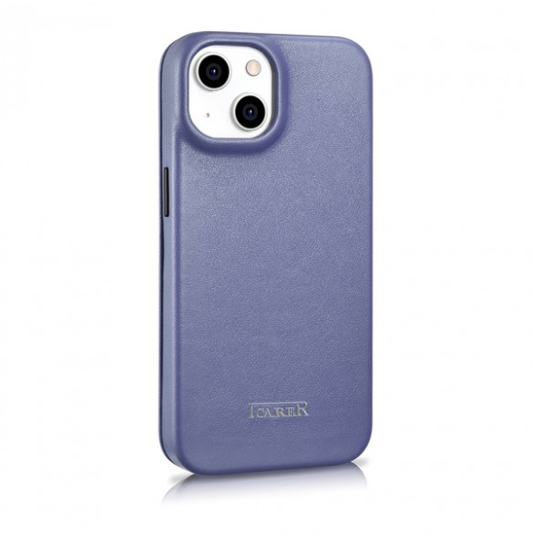 iCarer CE Premium Leather Folio Case iPhone 14 Magnetic Flip Leather Folio Case MagSafe Light Purple