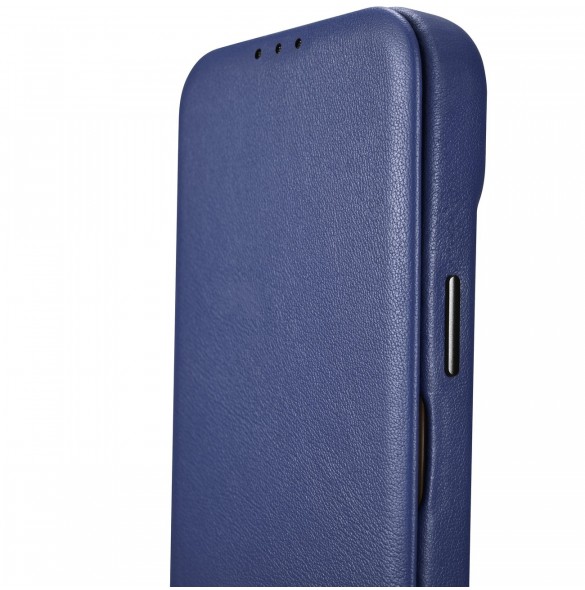 iCarer CE Premium Leather Folio Case iPhone 14 magnetic flip case MagSafe blue