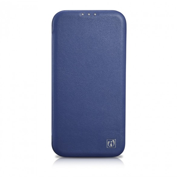 iCarer CE Premium Leather Folio Case iPhone 14 magnetic flip case MagSafe blue