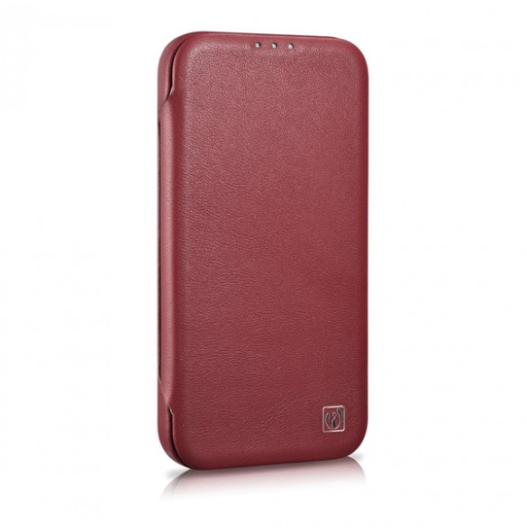 iCarer CE Premium Leather Folio Case iPhone 14 magnetic flip case MagSafe red