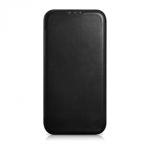 iCarer CE Oil Wax Premium Leather Folio Case iPhone 14 magnetic flip case MagSafe black