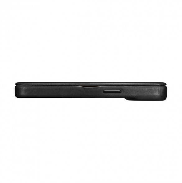 iCarer CE Oil Wax Premium Leather Folio Case iPhone 14 magnetic flip case MagSafe black