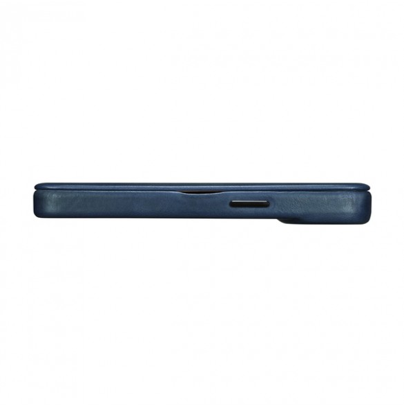 iCarer CE Oil Wax Premium Leather Folio Case iPhone 14 magnetic flip case MagSafe blue